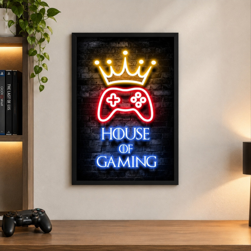 تابلو دیواری طرح گیمینگ Gaming مدل 1386 با فریم مشکی
